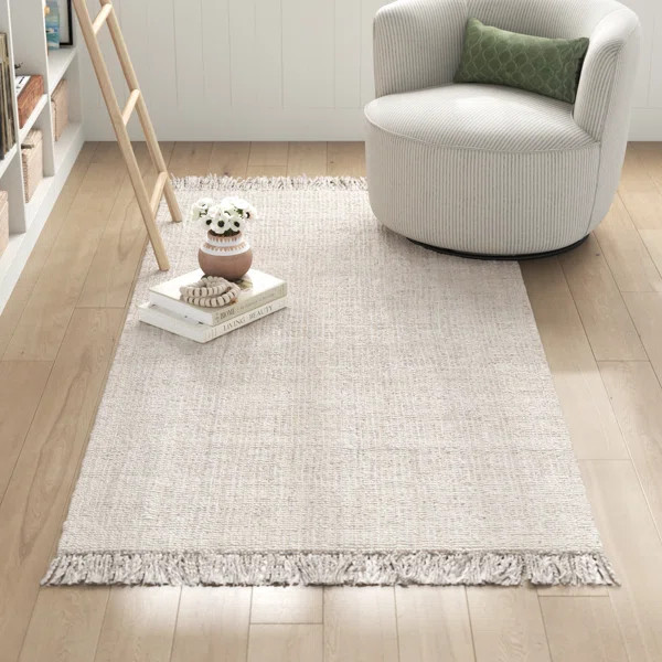 Isalgue Handmade Farmhouse Chunky Jute Area Rug in Off-White | Wayfair North America
