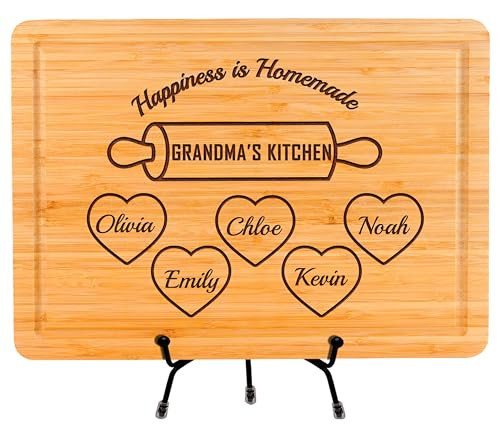 Personalized Cutting Board Grandma Gift for Mom, Granny, Gigi, Custom Gifts for Mothers Day, Custom Engraved Cutting Board, Grandma's Kitchen Kids Names, Personalized Mom Birthday Gift Idea for Mama | Amazon (US)