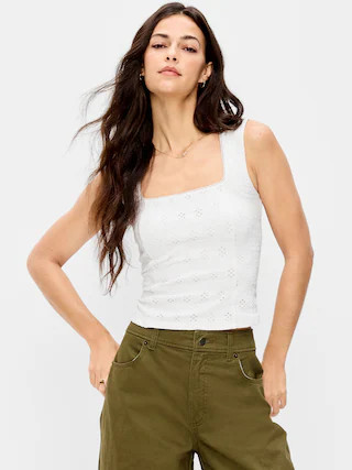 Seamed-Bodice Eyelet Tank Top | Old Navy (US)