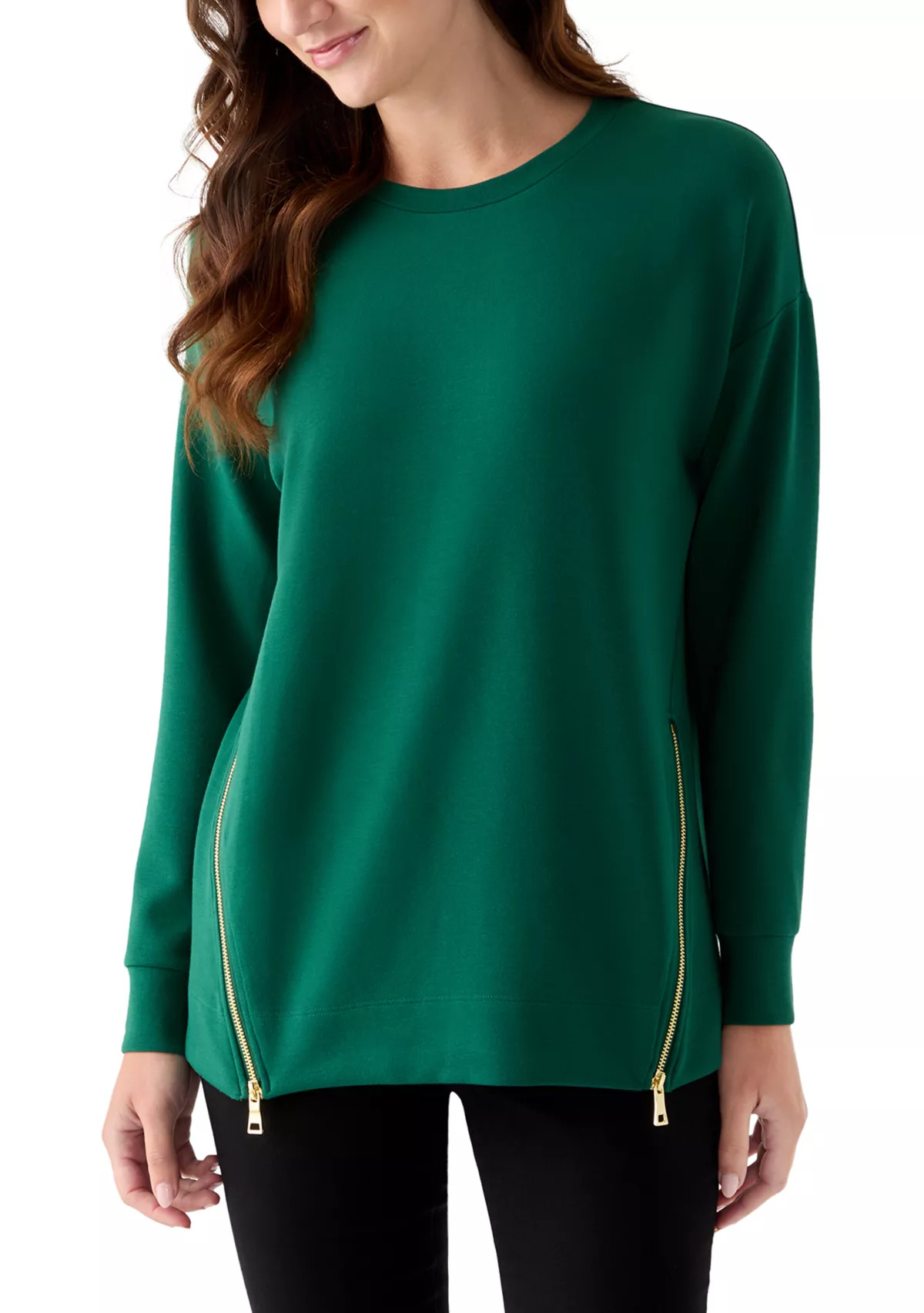 Women's Side Zip Crew Neck Tunic | Belk