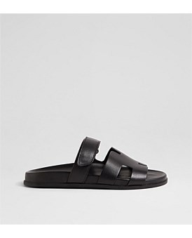 David Jones Midas Holnes Leather Slides in Black, Size 36 EU | David Jones (Australia & New Zealand)
