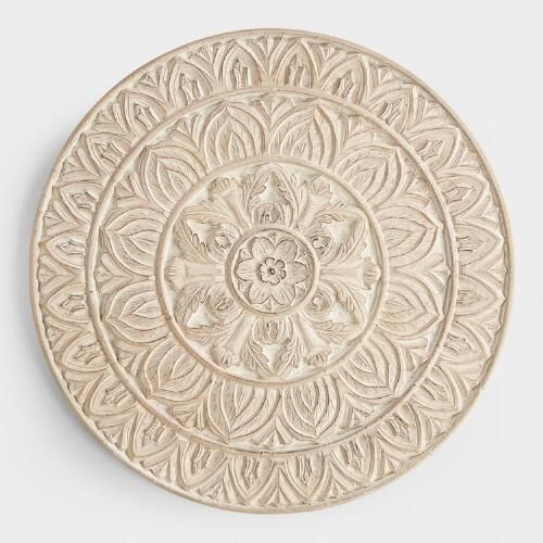 Whitewashed Round Wood Shaila Wall Decor | World Market