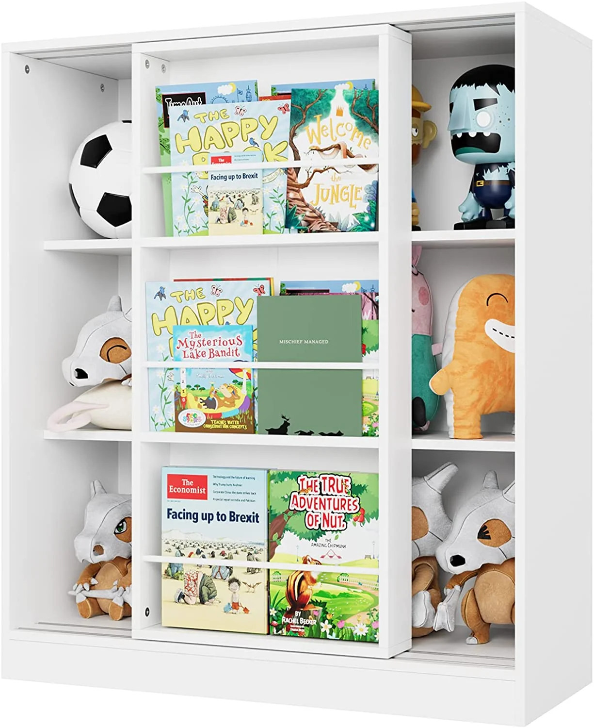 Homfa Kids Bookcase, 3 Tier Toy Organizer with Sliding Door, 6-Cube Storage Cabinet with 3 Displa... | Walmart (US)