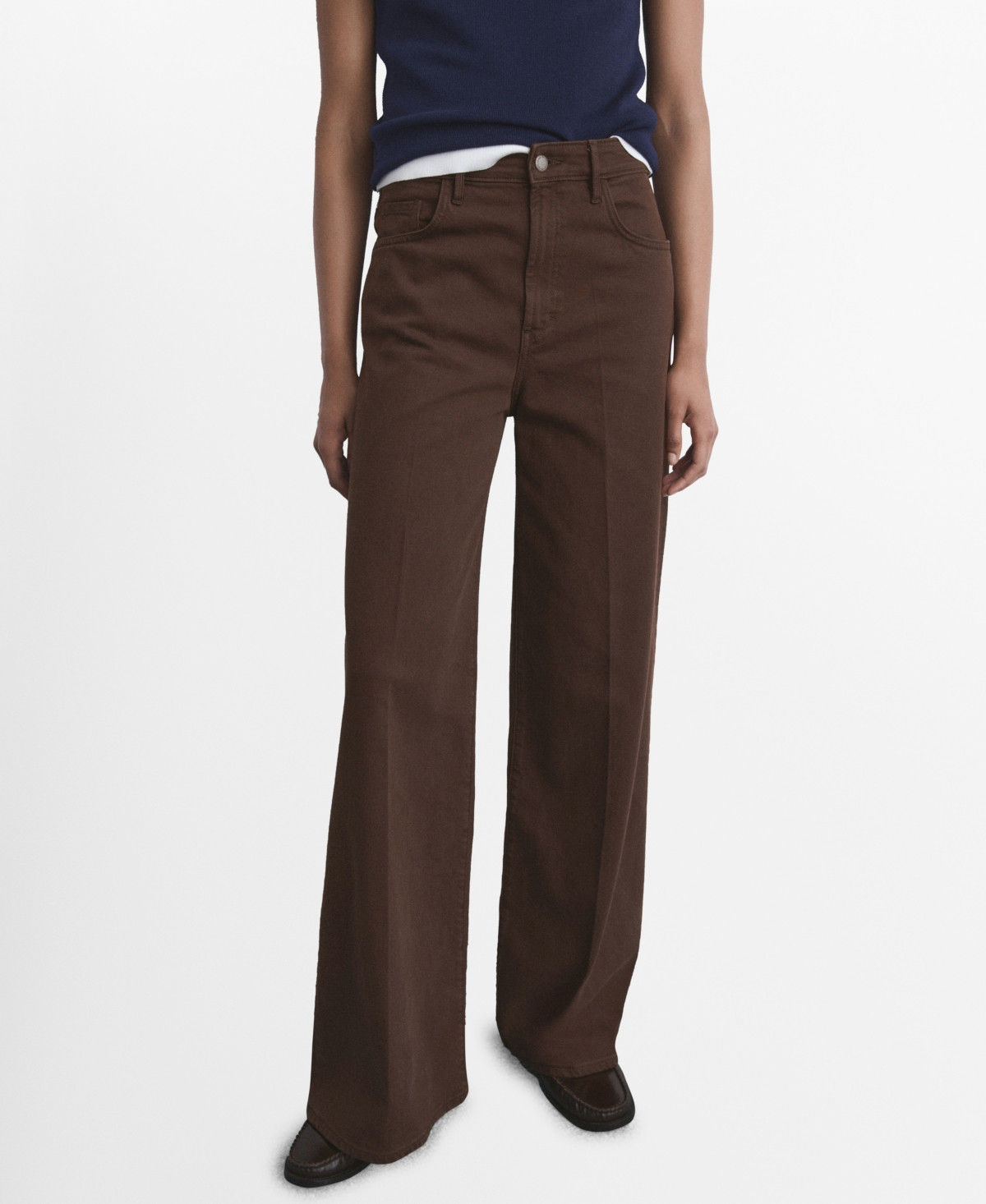 Mango Women's High-Waisted Wide-Leg Jeans - Chocolate | Macy's