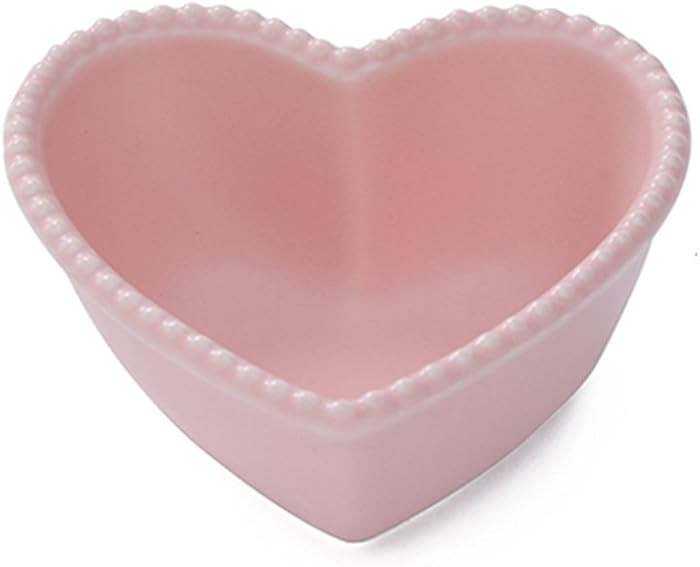 CHOOLD Ceramic Heart-Shaped Pudding Bowl - Dessert & Souffle Ramekin (Pink/White) | Amazon (US)