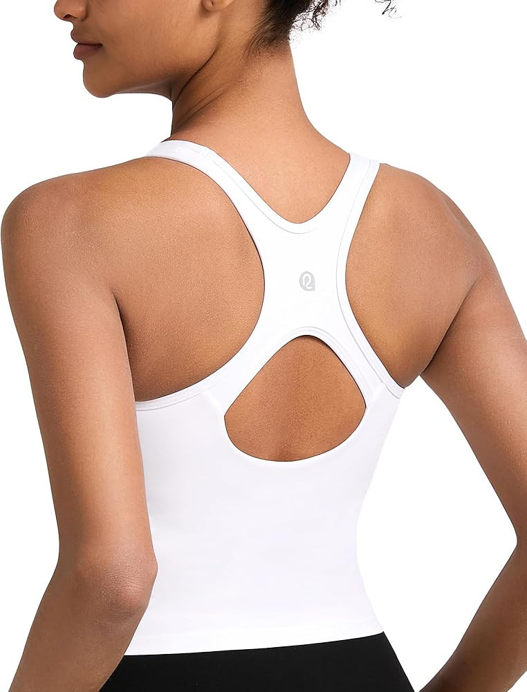 RUNNING GIRL High Impact Sports Bras for Women - Square Neck Longline Workout Crop Tops with Buil... | Amazon (US)