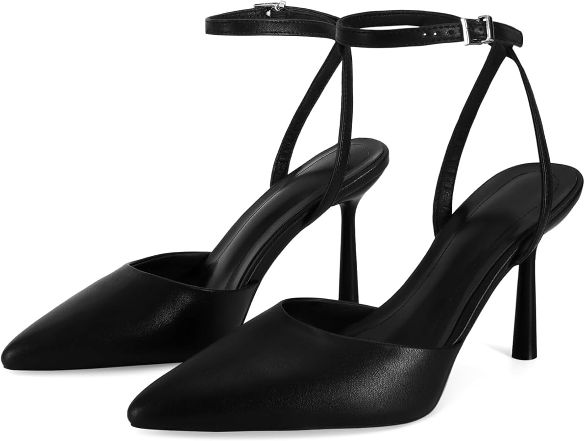 Closed Toe Mesh Heels for Women Pointed Toe Ankle Strap Stiletto Heeled Sandals Wedding Evening D... | Amazon (US)