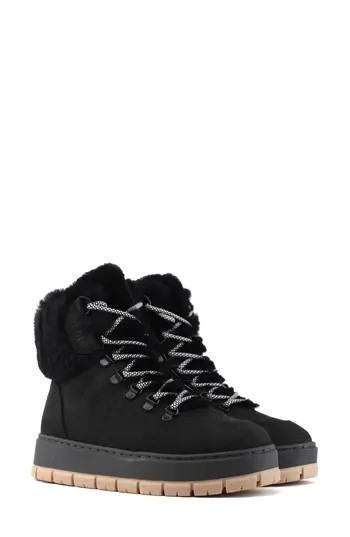 Pajar Chalet Faux Shearling Waterproof Bootie in Black at Nordstrom Rack, Size 9 | Nordstrom Rack