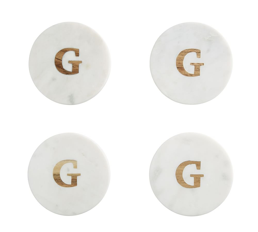 Handmade Alphabet Marble & Wood Coasters - Set of 4 | Pottery Barn (US)