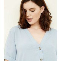 Curves Pale Blue Button Front Shirt New Look | New Look (UK)