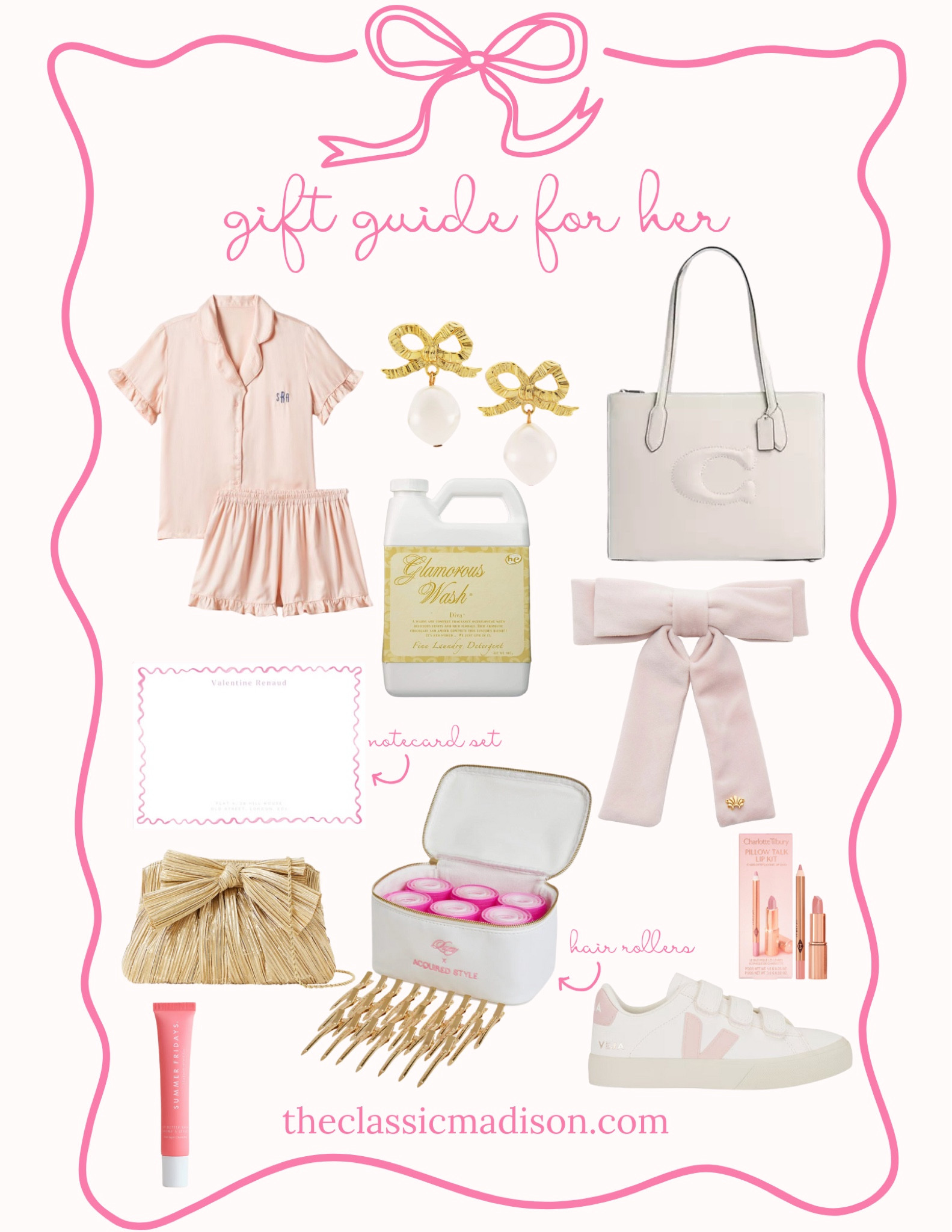 Looking for the perfect gift for the women in your life? This handpicked collection has everything from chic monogrammed PJs to the cult-favorite Glamorous Wash. Add a touch of glam with pearl drop earrings and a classic leather tote, or opt for beauty must-haves like hair rollers and Charlotte Tilbury lip gloss. Whether it's for a holiday treat or a special occasion, these gifts are sure to delight any stylish woman!✨

#GiftGuideForHer #Holiday2024 #LTKHoliday #LuxuryGifts #GlamorousWash #GiftIdeas #FashionAccessories #LTKBeauty #PersonalizedGifts #LTKHolidayStyle

#LTKSeasonal #LTKGiftGuide #LTKHoliday