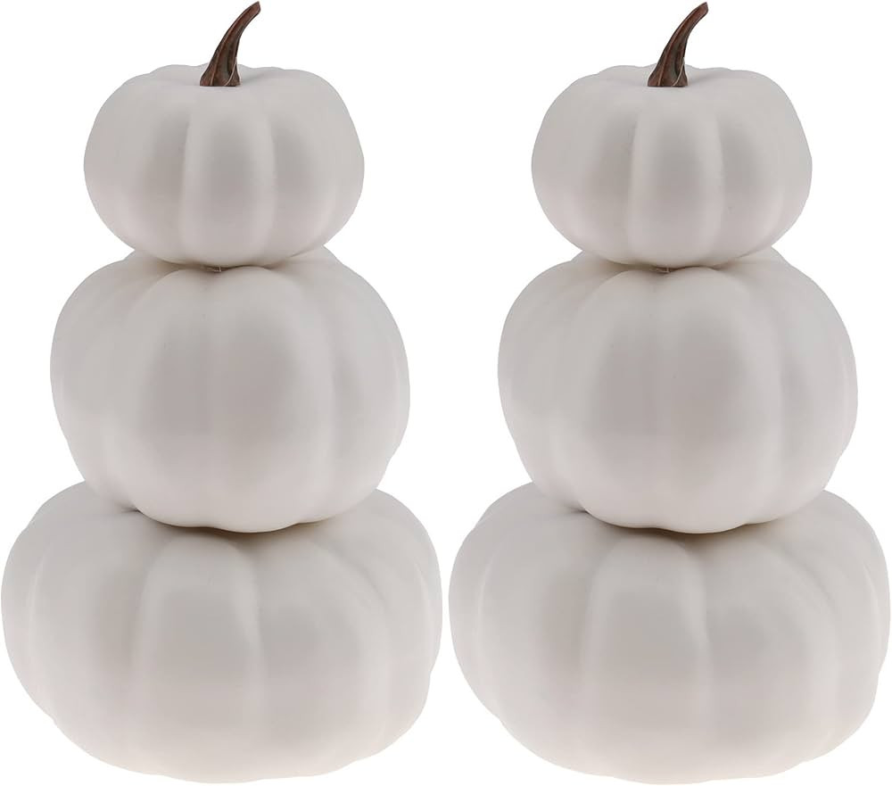 Gresorth 2 Pack White Pumpkins Stackable Fake Artificial Halloween Decoration DIY Crafts Paintabl... | Amazon (US)