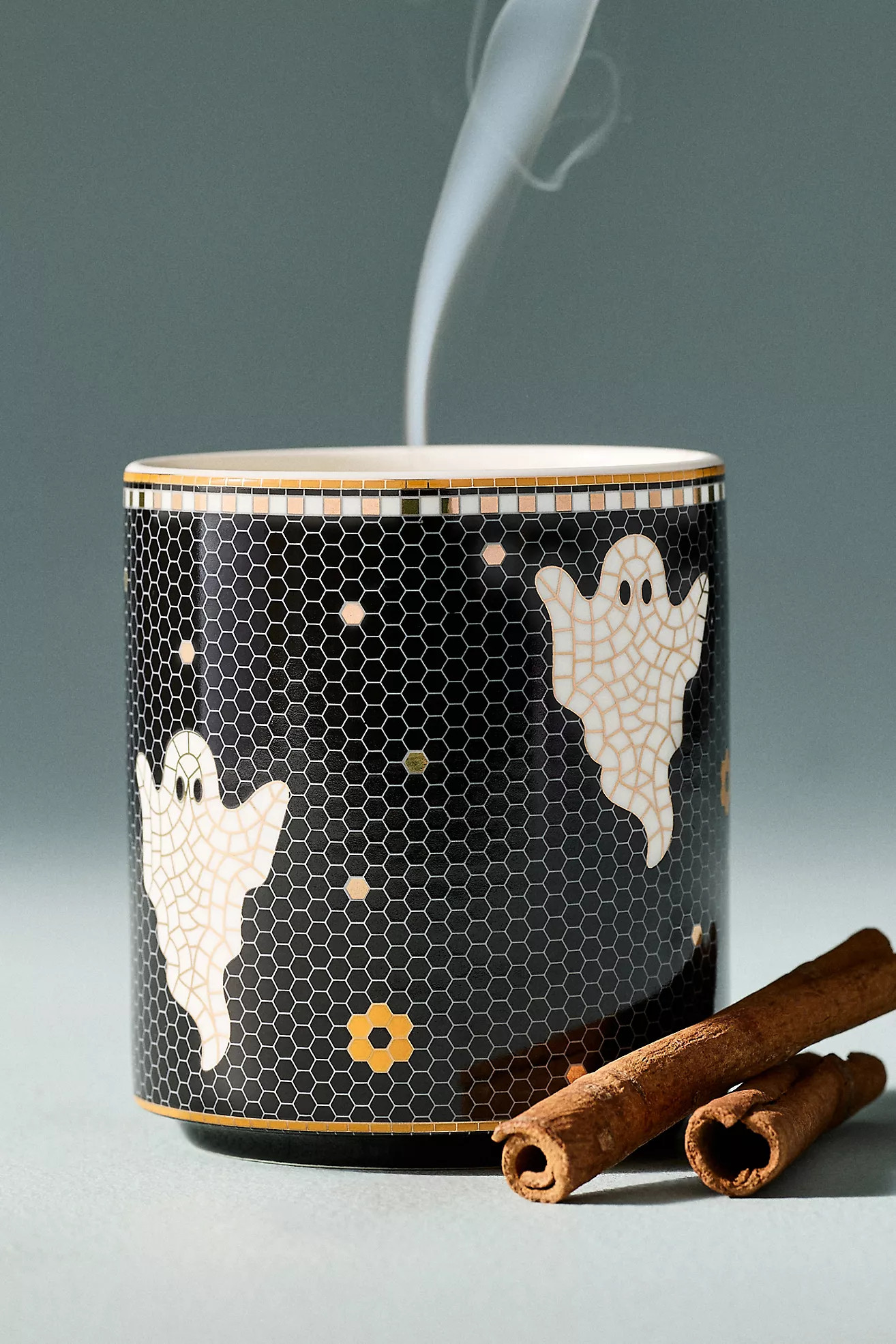 Bistro Tile Pumpkin Sweet Vanilla 24k Gold Accent Ceramic Halloween Candle | Anthropologie (US)
