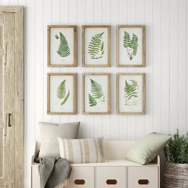 Wood Framed Wall Decor with Fern Fronds - 6 Piece Picture Frame Print Set on Wood | Wayfair North America