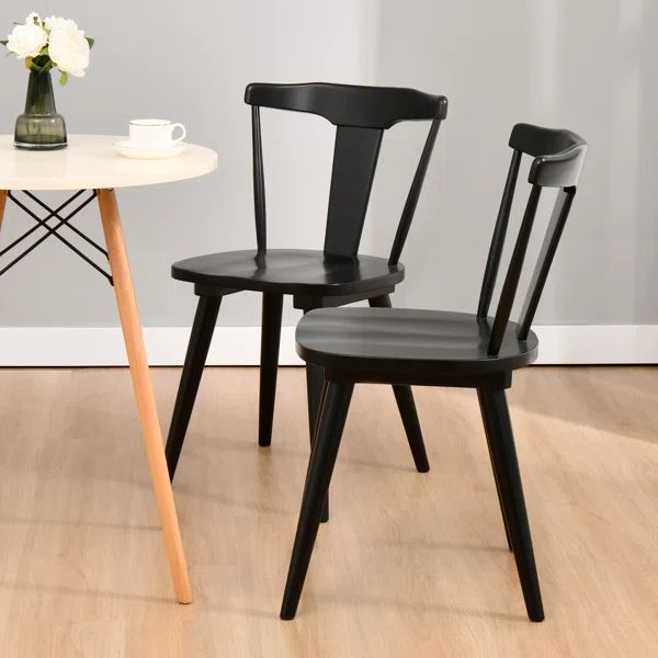 Brannagh 19.3" Wide Mid-Century Modern Solid Wood Dining Chair Y-Shaped Backrest (Set of 2) | Wayfair North America