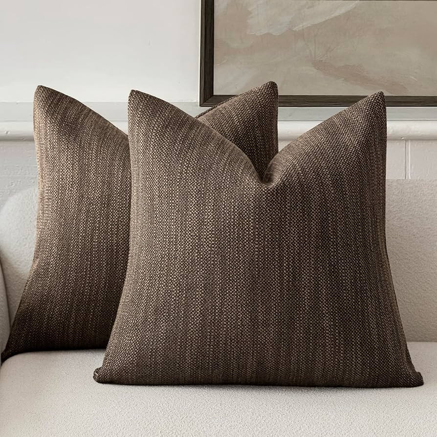 Foindtower Set of 2 Decorative Textured Burlap Linen Throw Pillow Covers Farmhouse Boho Cushion C... | Amazon (US)