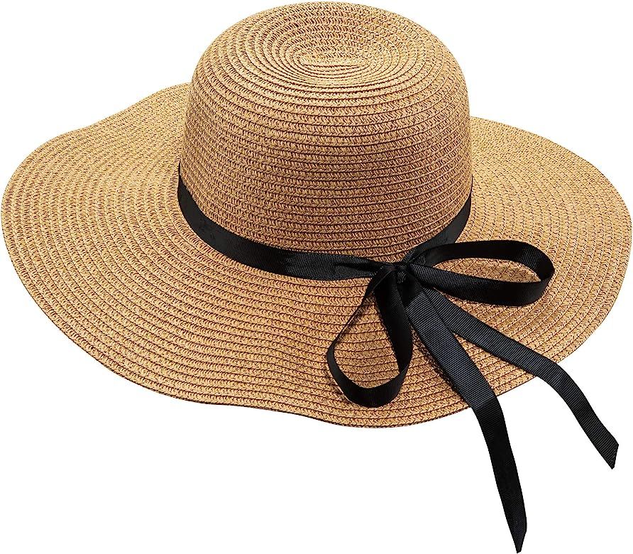 PEAK 2 PEAK Women and Men Wide Brim Straw Panama Summer Beach Sun Hat - Adjustable, Foldable, Fed... | Amazon (US)