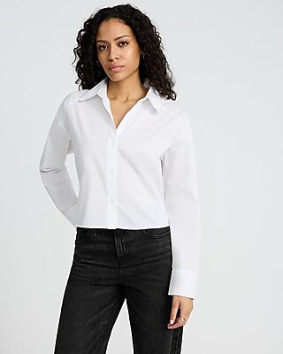 Poplin Cropped Boyfriend Portofino Shirt | Express