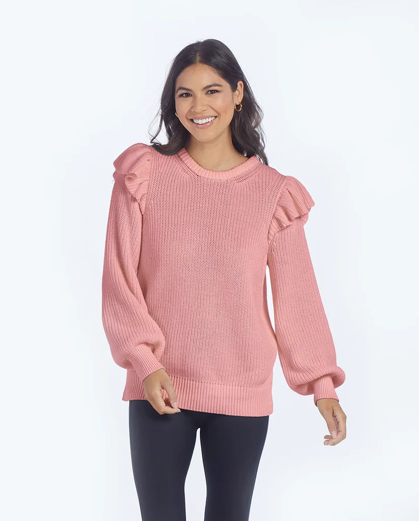 The Flirty Ruffle Sleeve Sweater - Desert Rose | SummerSalt