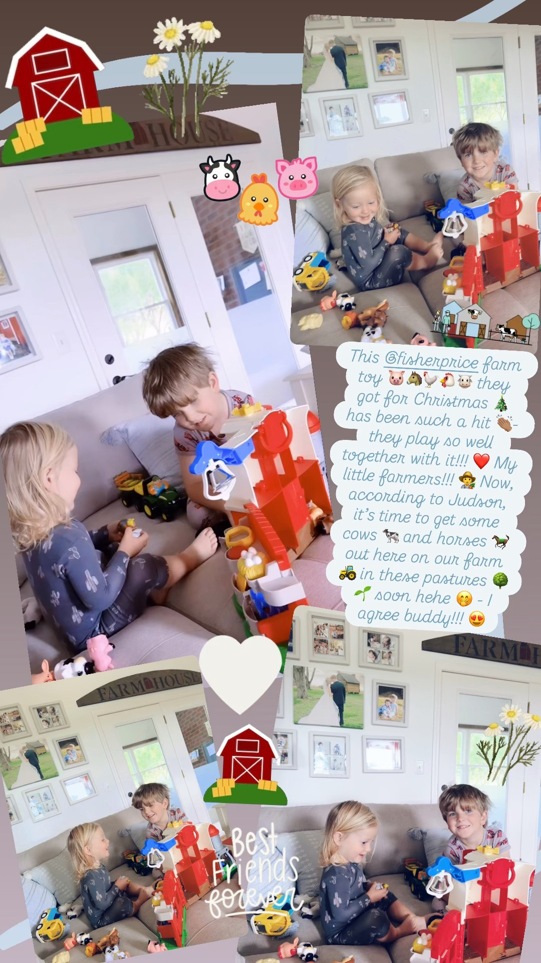 This @fisherprice farm toy 🐷🐴🐓🐔🐮 they got for Christmas 🎄 has been such a hit 👏🏽- they play so well together with it!!! ❤️ My little farmers!!! 🧑‍🌾 Now, according to Judson, it’s time to get some cows 🐄 and horses 🐎 out here on our farm 🚜 in these pastures 🌳🌱 soon hehe 🤭 - I agree buddy!!! 😍

#LTKmomlife