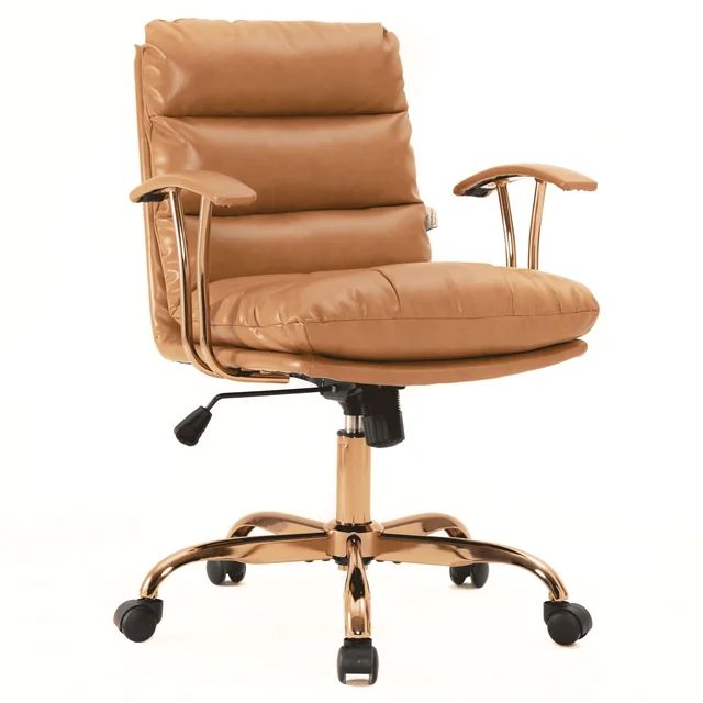 LeisureMod Regina Modern Leather Adjustable Conference Office Chair in Saddle Brown | Walmart (US)