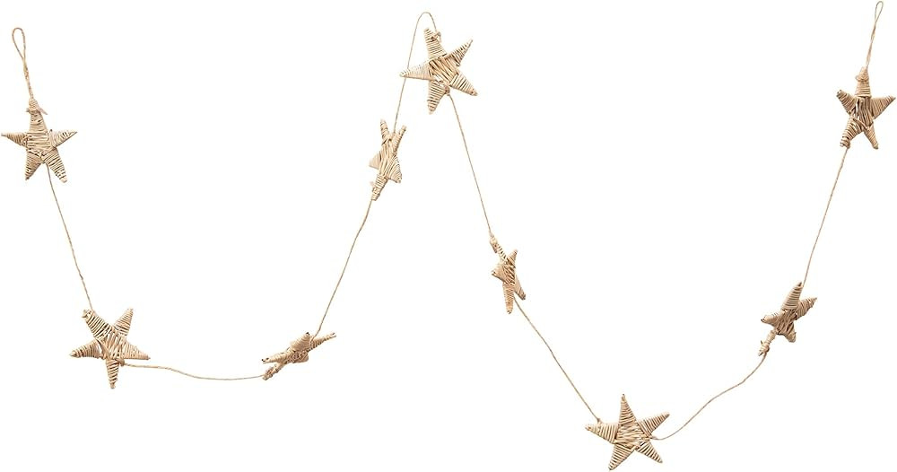 Creative Co-Op 72" L Hand-Woven Dried Natural Lata Star Garlands, Multi | Amazon (US)