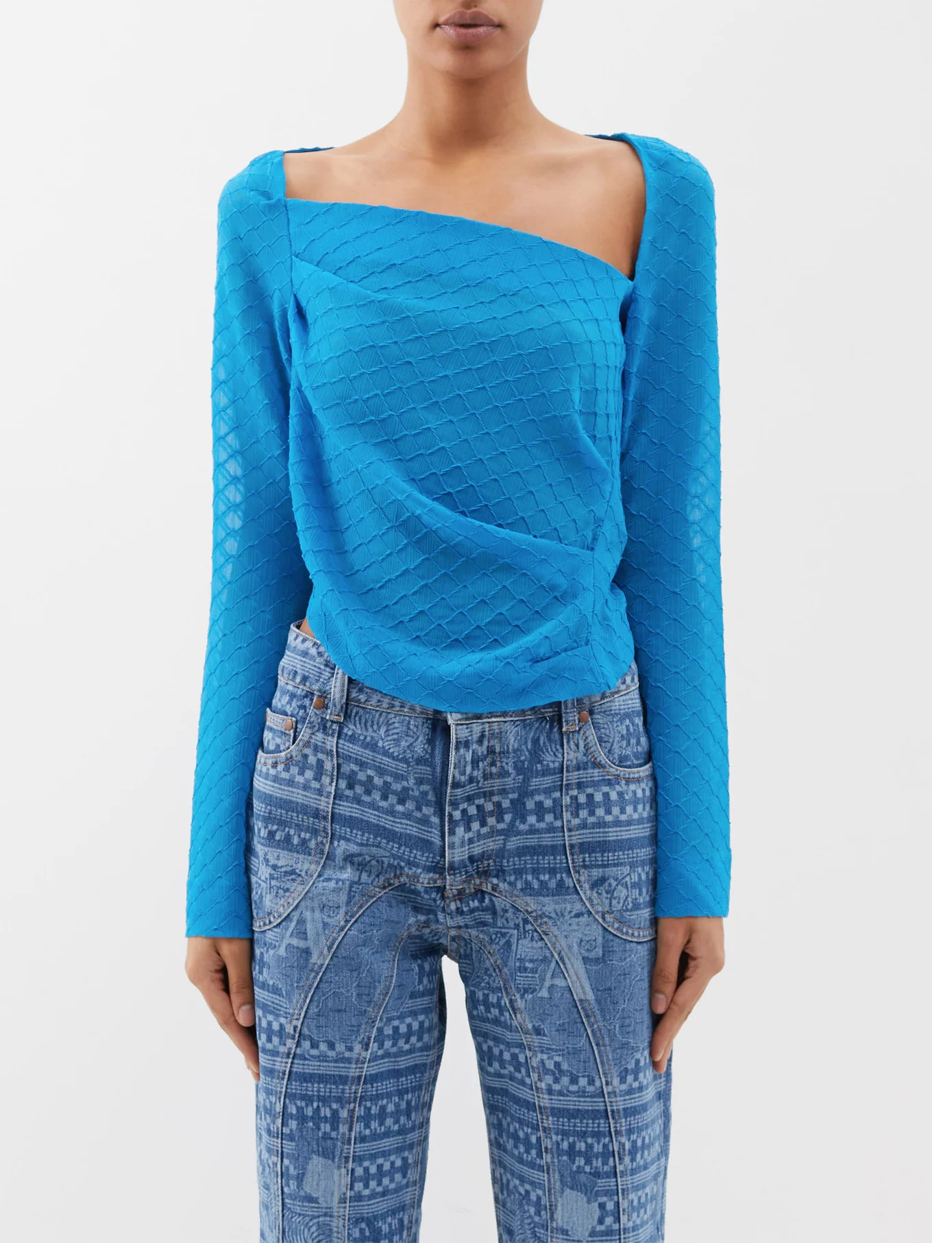Lilah asymmetric crepe top | Matches (US)