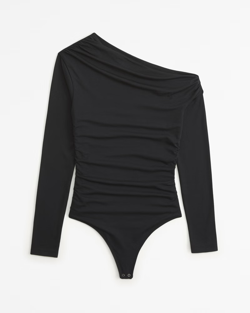 Long-Sleeve Asymmetrical Draped Bodysuit | Abercrombie & Fitch (US)