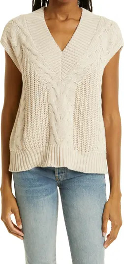 Kiran Cable Short Sleeve Cotton Sweater | Nordstrom