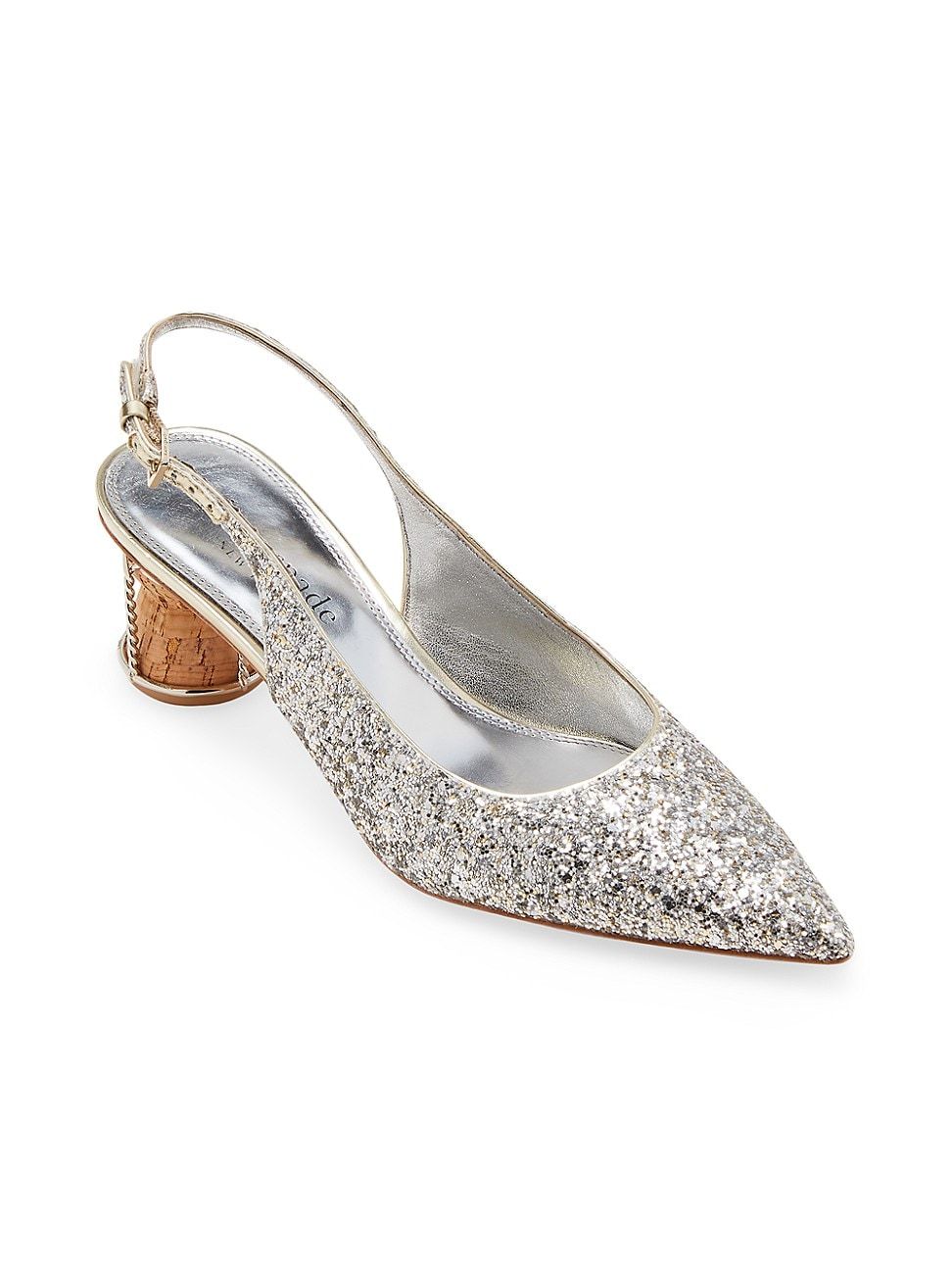 Women's Soiree Glitter Cork-Heel Pumps - Gold Silver - Size 6.5 | Saks Fifth Avenue