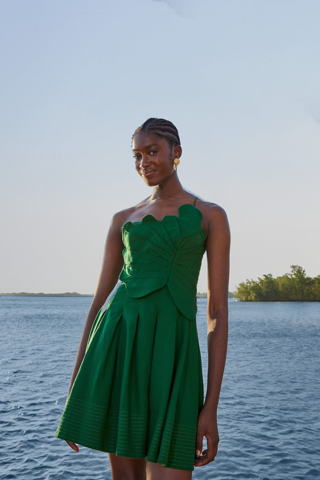 Green One Shoulder Lea Mini Dress | FarmRio (US)