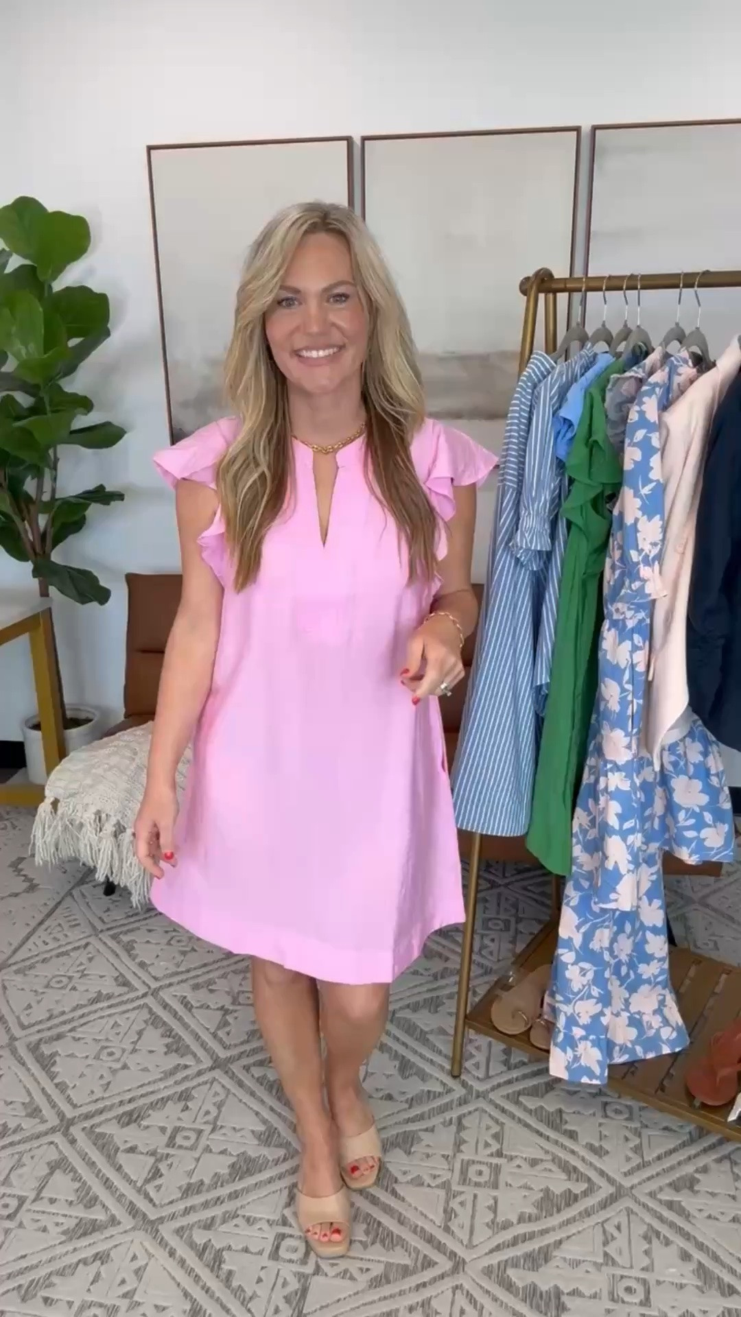 Pink shift dresses are a staple for spring and summer wardrobes because they work for everything from baby showers and graduation parties to brunch, vacation dinners, work events, and church. This Gibsonlook dress features flutter sleeves, a relaxed fit, and lightweight fabric that keeps it comfortable while still looking polished. The straight silhouette also makes it easy to dress up with wedges or keep casual with flat sandals and sneakers.

Dress: Small
Shoes: 7.5
Bra Size: 34DD
Height: 5’2

gibsonlook  pink dress  shift dress  graduation outfit  baby shower dress  brunch outfit  mothers day outfit  spring dress outfit  summer dress  vacation outfit  workwear dress  church outfit  flutter sleeve dress  petite style  casual dress outfit  feminine style  polished everyday outfit  AudrieDollins

#LTKOver40 #LTKSeasonal #LTKSwim