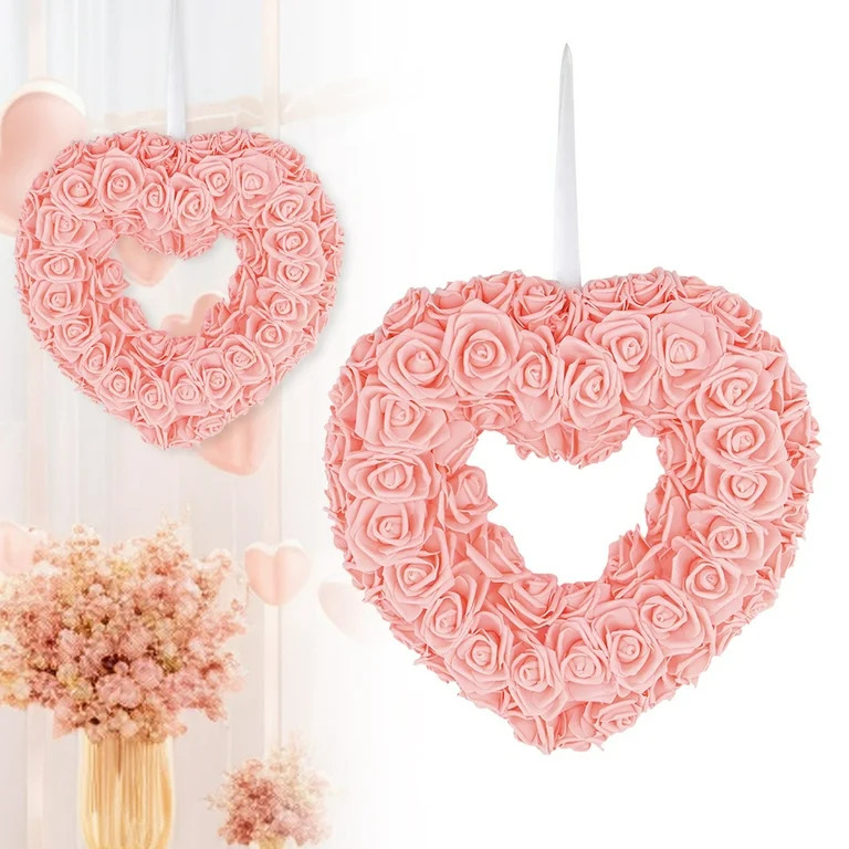 Valentine'S Day Heart-Shaped Artificial Flower Pendant,Decoration Foam Flower Rose Wreath Front D... | Walmart (US)
