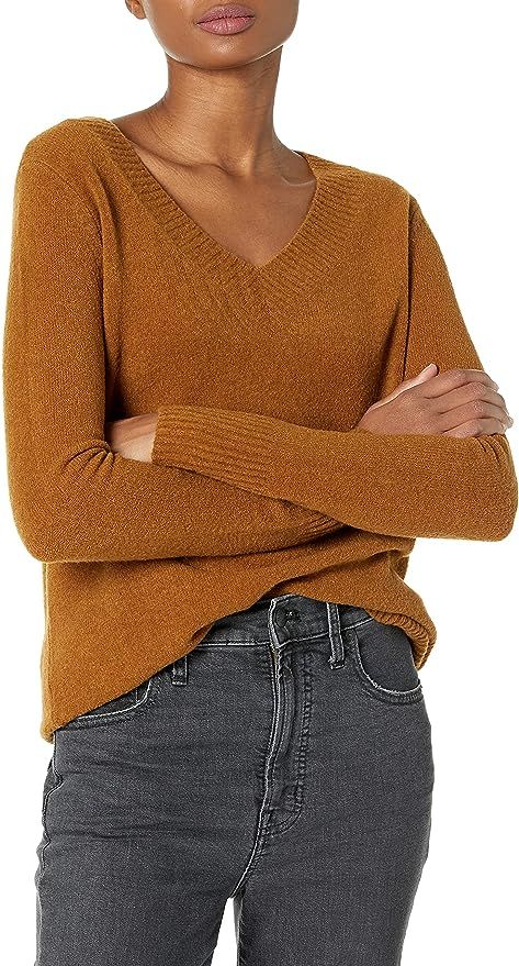 Goodthreads Women's Standard Mid-Gauge Stretch V-Neck Sweater | Amazon (US)