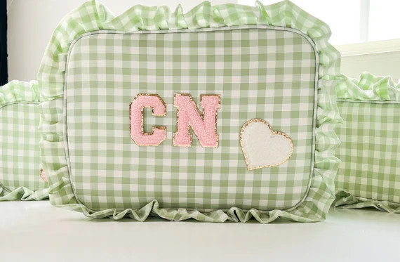 Xlarge Ruffle Gingham Bag With Chenille Letter Patches  - Etsy | Etsy (US)