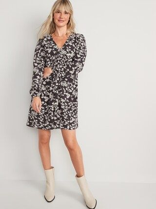 Puff-Sleeve Floral Mini Swing Dress for Women | Old Navy (US)