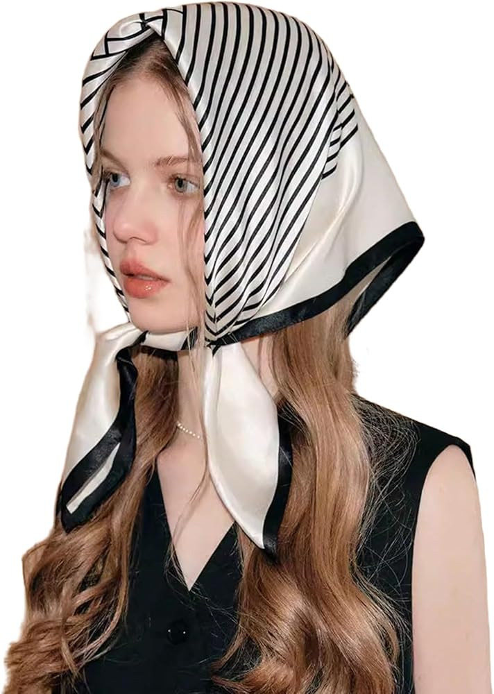 Milumia Women's Striped Print Square Hair Scarf Vintage Bandana Head Kerchief | Amazon (US)