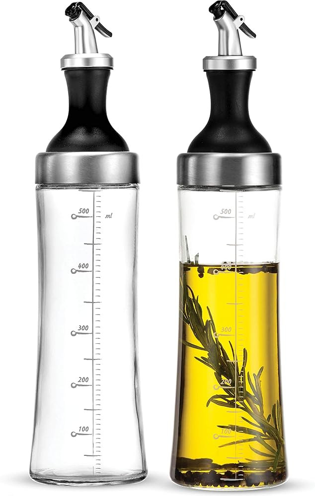 FineDine Superior Glass Oil and Vinegar Dispenser, Modern Olive Oil Dispenser, Wide Opening for E... | Amazon (US)