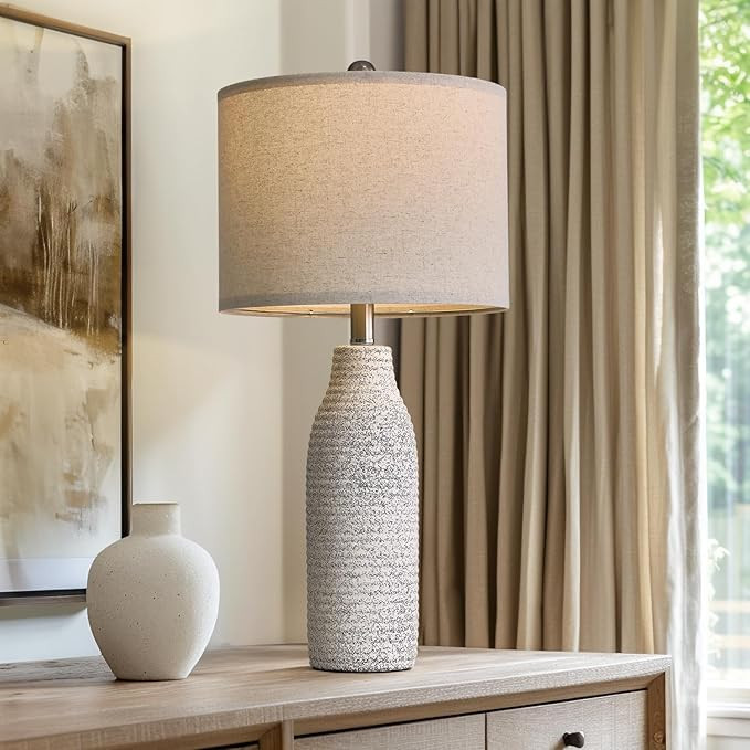 PORTRES 25" Ceramic Table Lamp for Bedroom Bedside Lamps for Night Stands Modern Lamps for Living... | Amazon (US)