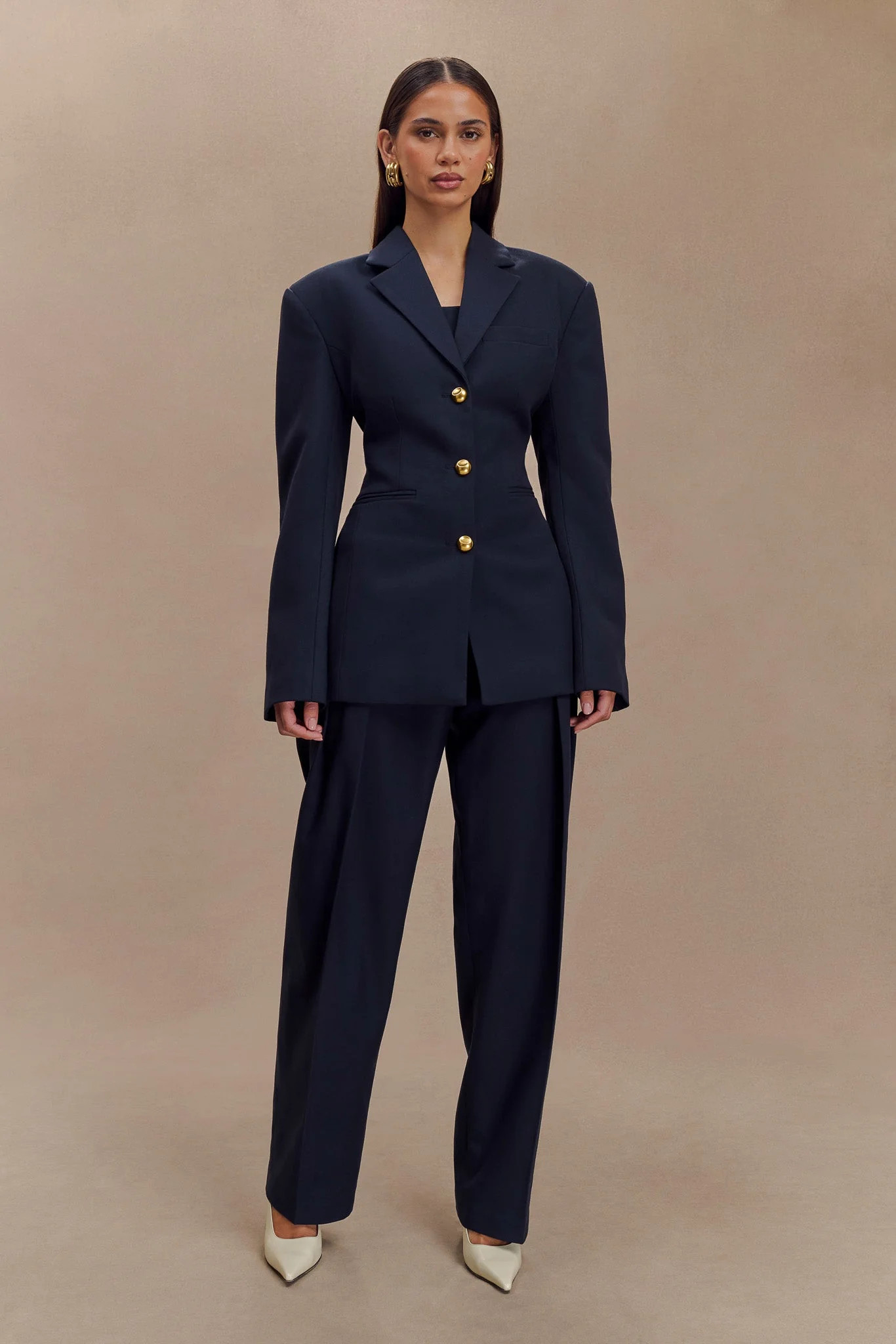 Bellamy Cinched Blazer - Dark Navy | MESHKI US