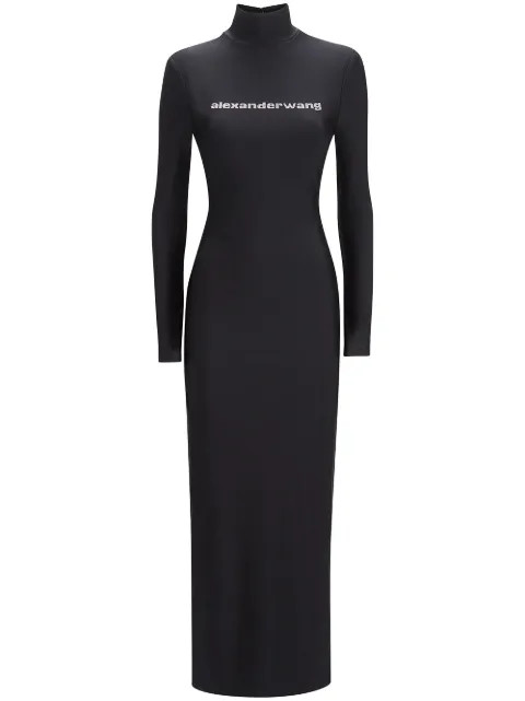 crystal-logo long-sleeve maxi dress | Farfetch (US)