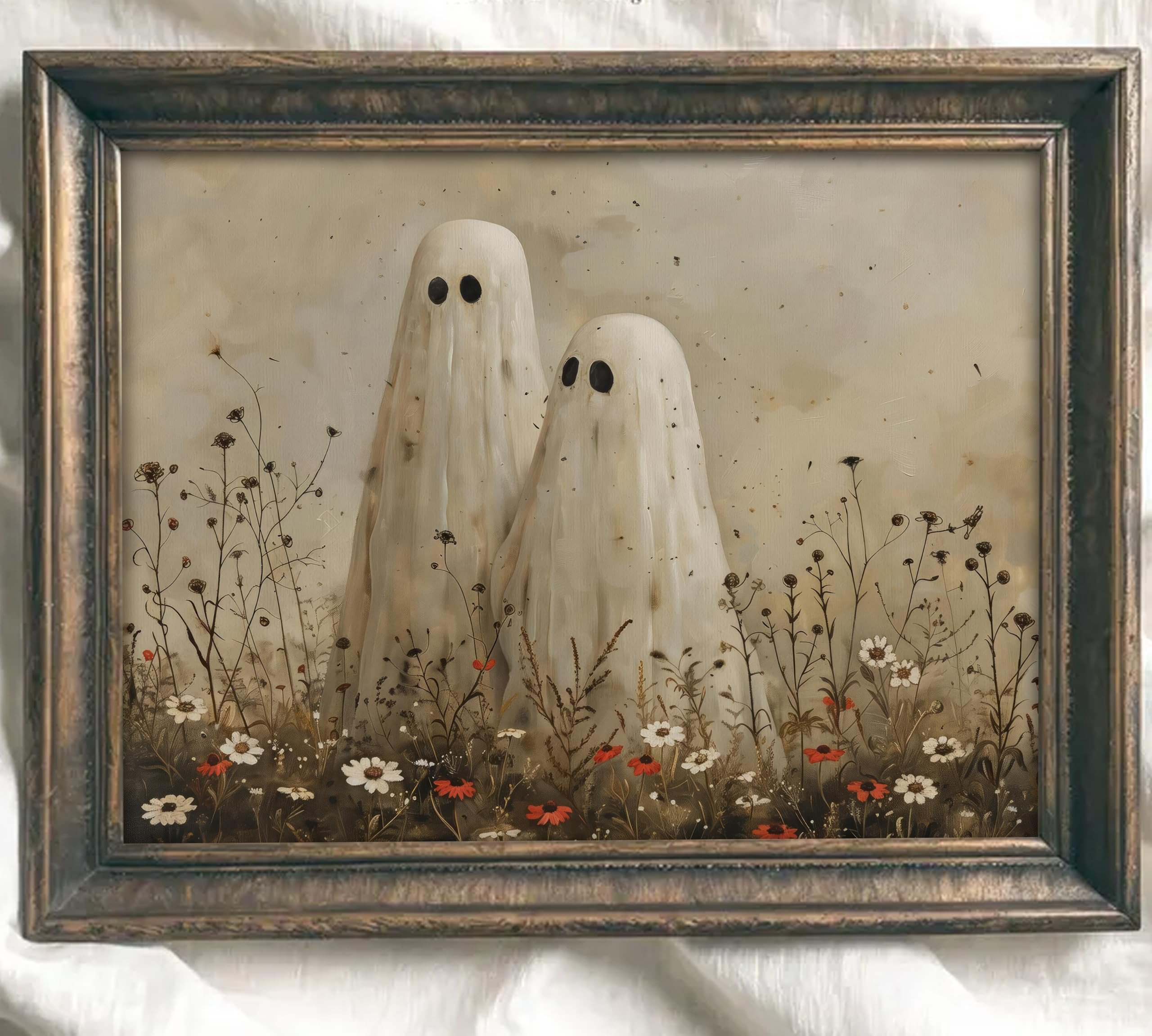 Grengel Wildflowers Ghost Canvas Wall Art Cute Ghost Rural Farmhouse Prints Artwork Vintage Moody... | Amazon (US)