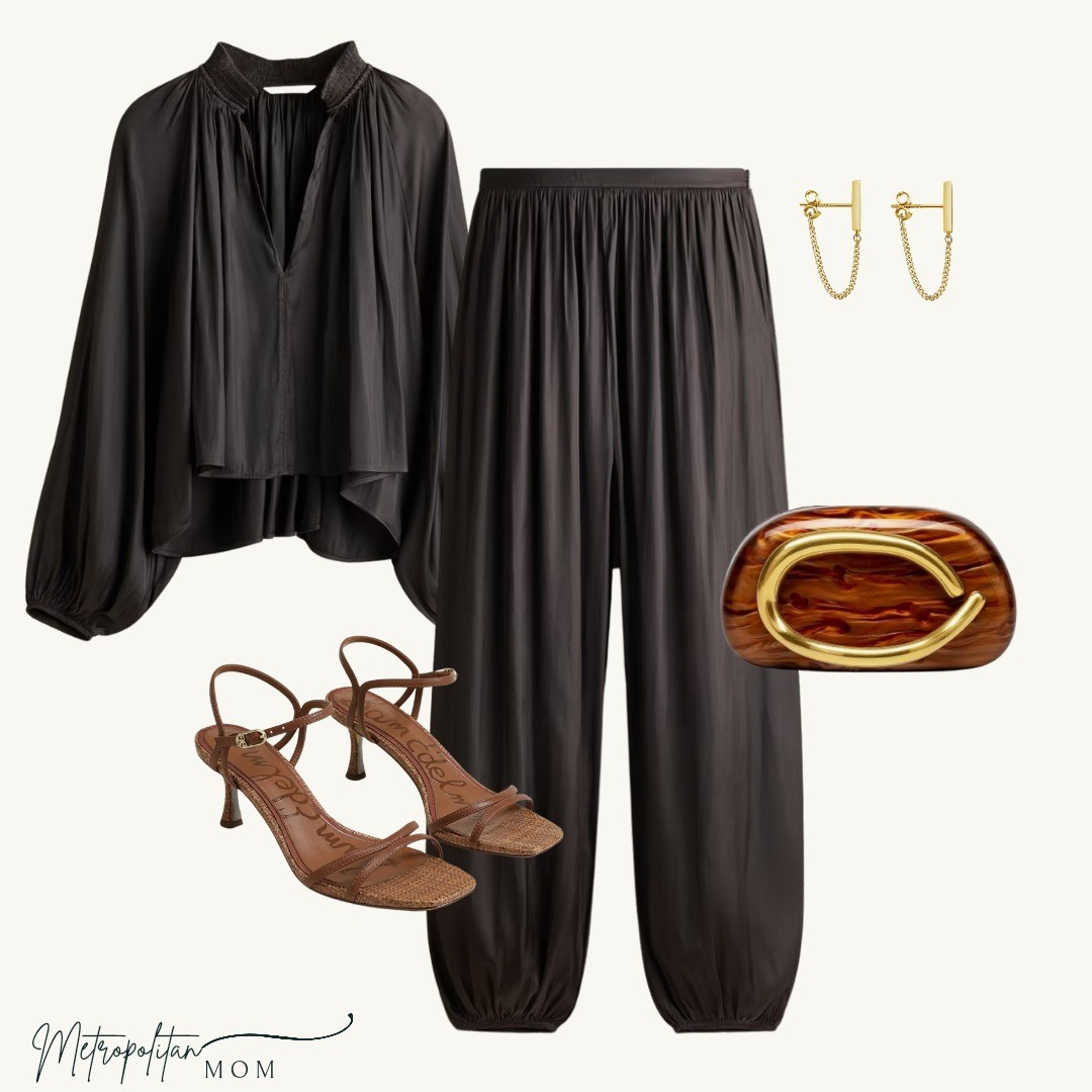 This is how I want to dress for an evening out. 🤎Chocolate brown balloon pants with a matching oversized blouse — soft volume, effortless movement. Paired with kitten heels, gold hoops, and a marble clutch.It feels cool. Elevated. A little unexpected.Perfect for dinner, drinks, or a special night.

#LTKootd #LTKOver40 #LTKU