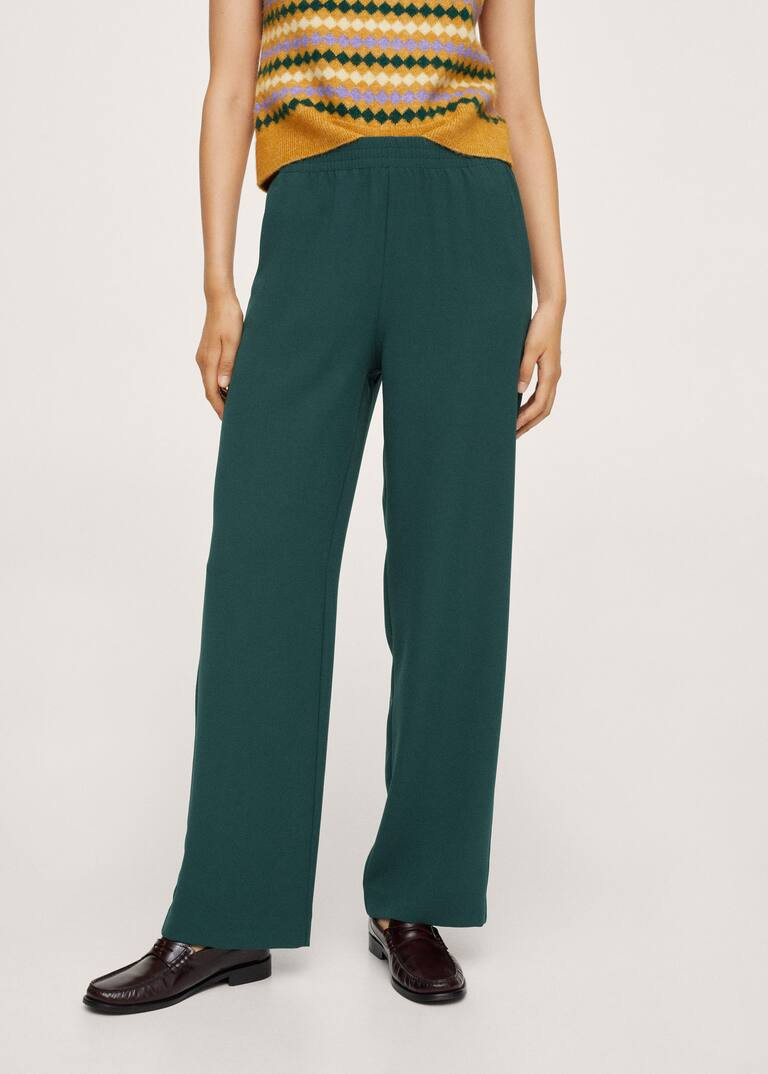Elastic waist pants -  Women | Mango USA | MANGO (US)