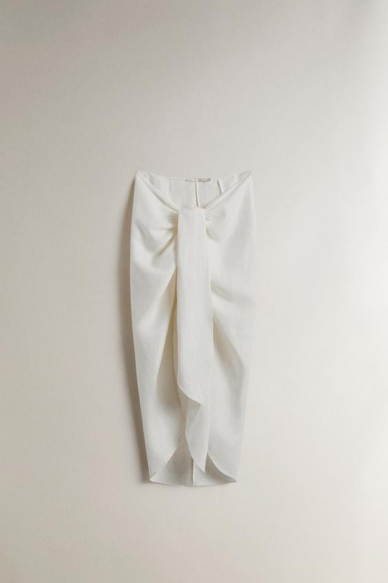 LONG LINEN BEACH SARONG WITH KNOT | Zara US