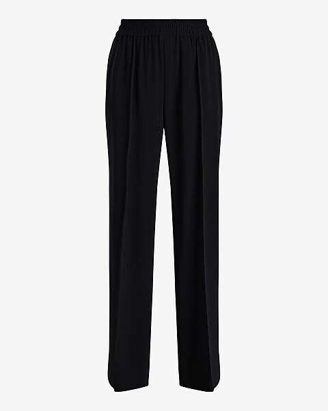 High Waisted Seamed Pull On Wide Leg Pant | Express