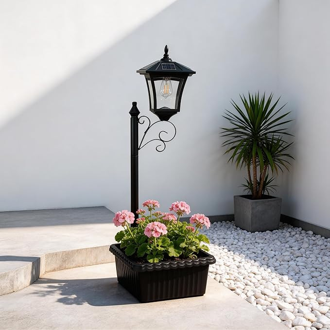 Solar Floor Lamps with Planter (2-in-1 Design), 36.5" Outdoor Solar Lamp Post - IP44 Waterproof, ... | Amazon (US)