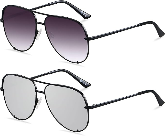 ANDWOOD Oversized Aviator Sunglasses for Women Men Big Large UV Protection Fashion Sun glasses | Amazon (US)