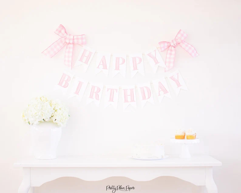 Pink Watercolor Happy Birthday Banner | Printable Download | Watercolor Happy Birthday Banner | W... | Etsy (US)