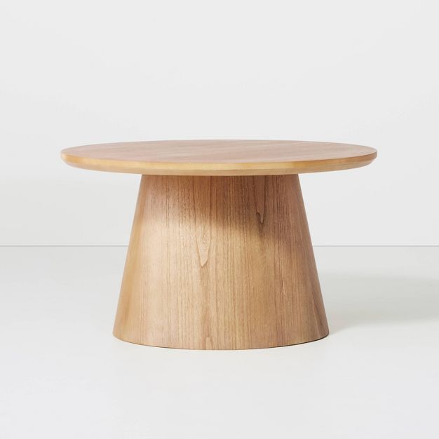 Round Wood Pedestal Coffee Table Natural - Hearth &#38; Hand&#8482; with Magnolia | Target